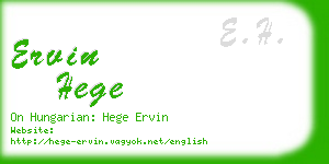 ervin hege business card